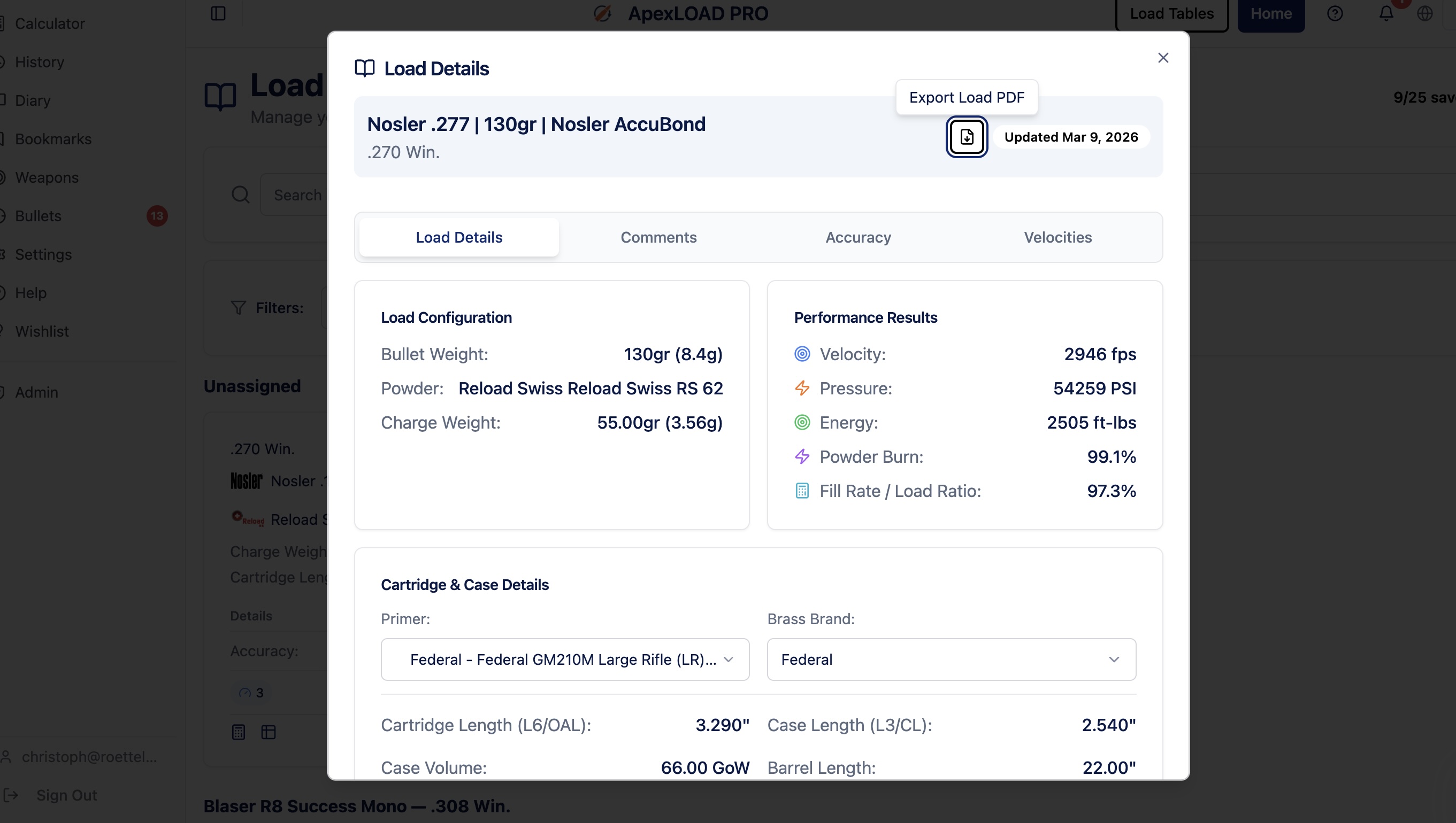Load Diary - Load Detail View